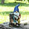 Solar Pumping Gnome Figurine with Light Washing Dog Dwarf Elf Resin Statue Sculpture Outdoor Garden Porch Yard Lawn Decoration Ornament