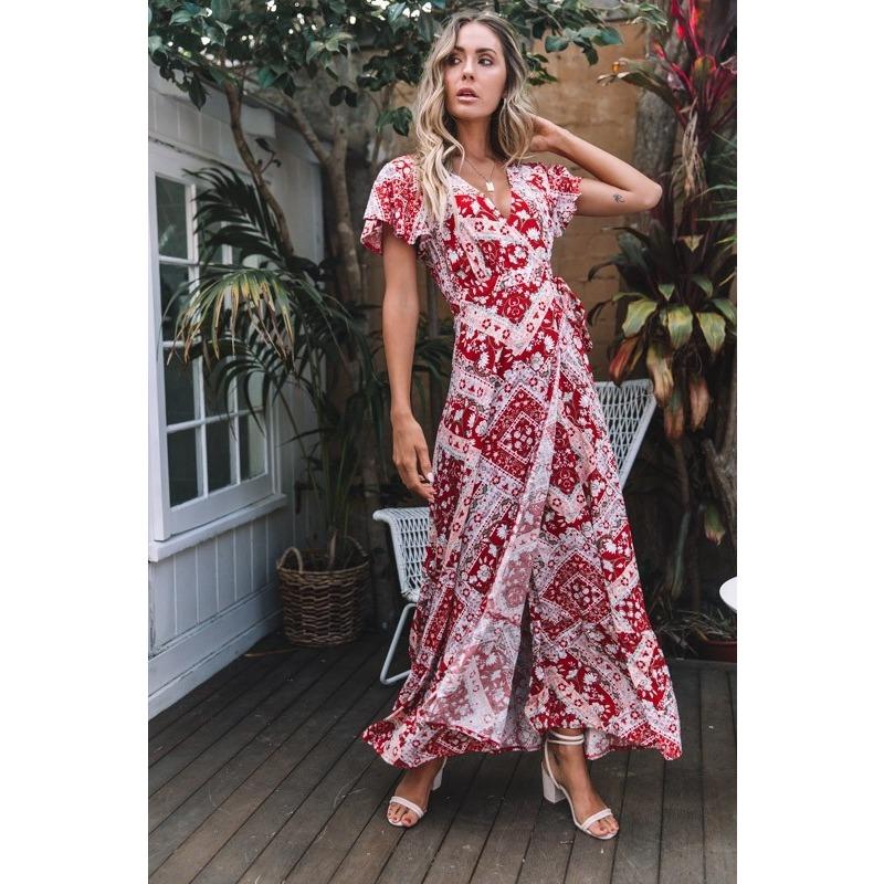 Летнее женское платье Богемное классическое свободное длинное платье Морские праздничные платья с завязками