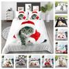 3D Cat Bedding Microfiber Fabric Animal Print Quilt Cover and Pillowcase 2 or 3 Single Bed Double Bed Full Size Comfortable Home Decoration