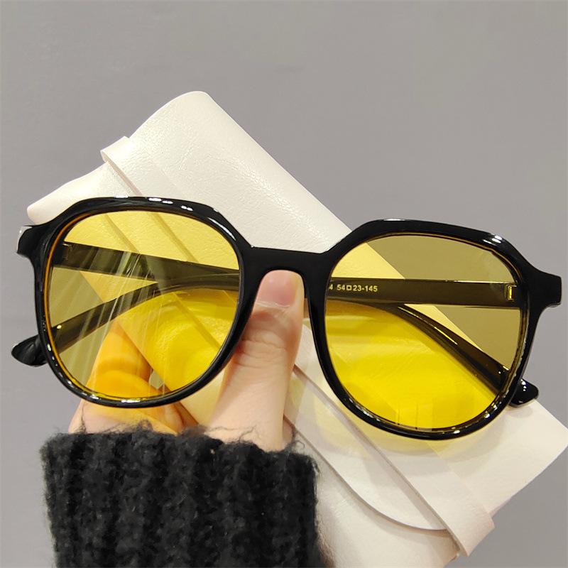 Concave Street Shooting Retro Personality Big Face Fashion Brown Sunglasses Women'S Retro Fashion Sunglasses Men'S Trend