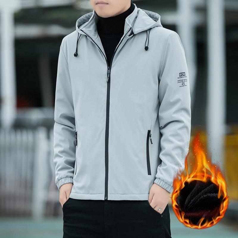 Men's Hooded Jacket Spring and Autumn New Casual All-match Tops Stand Collar Jacket Men's Coat Clothes