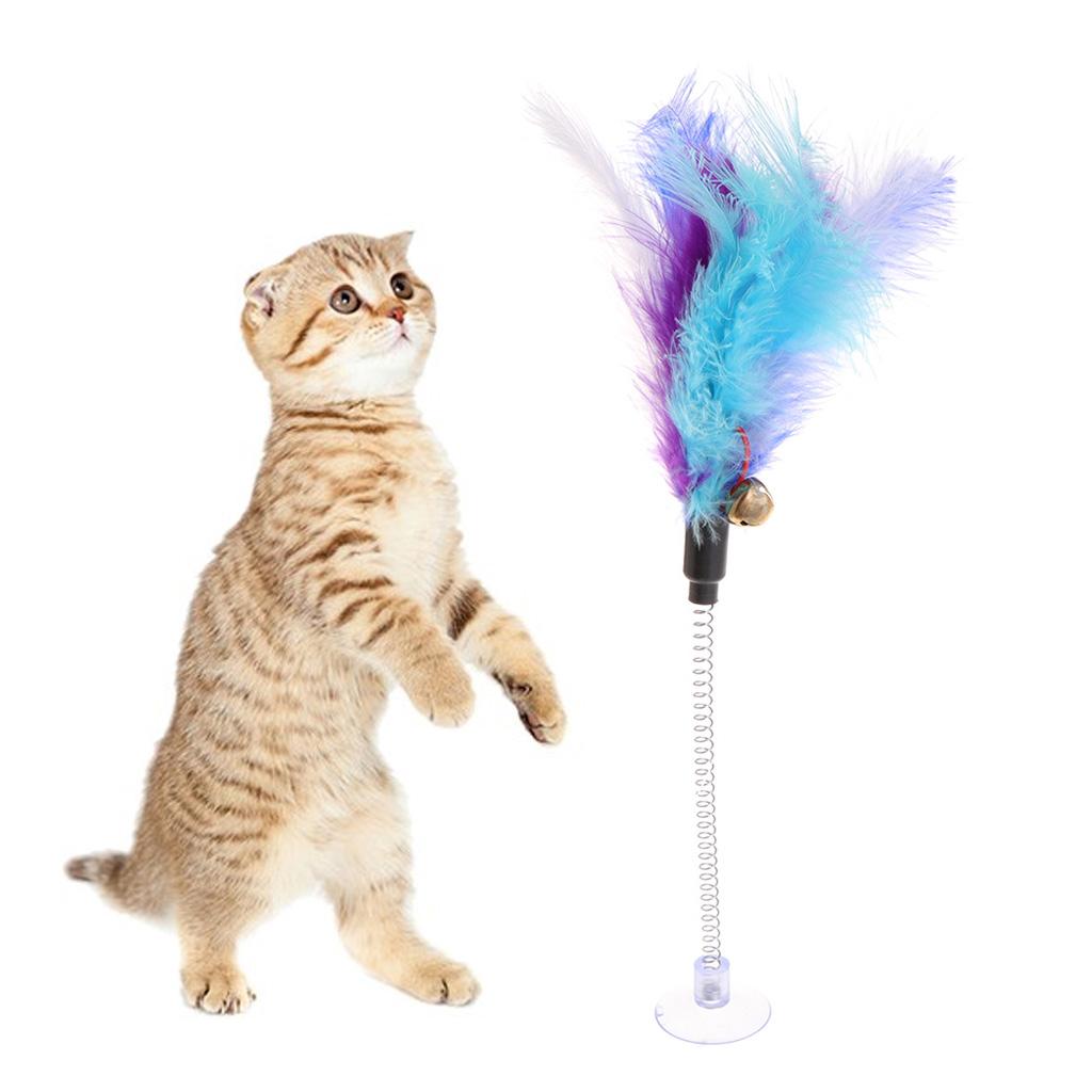 For Cat Teaser Toy Fun Feather Toys with Suction Cup Kitten Teaser Toys Interactive Catcher for Cat Toy for Kitten for C