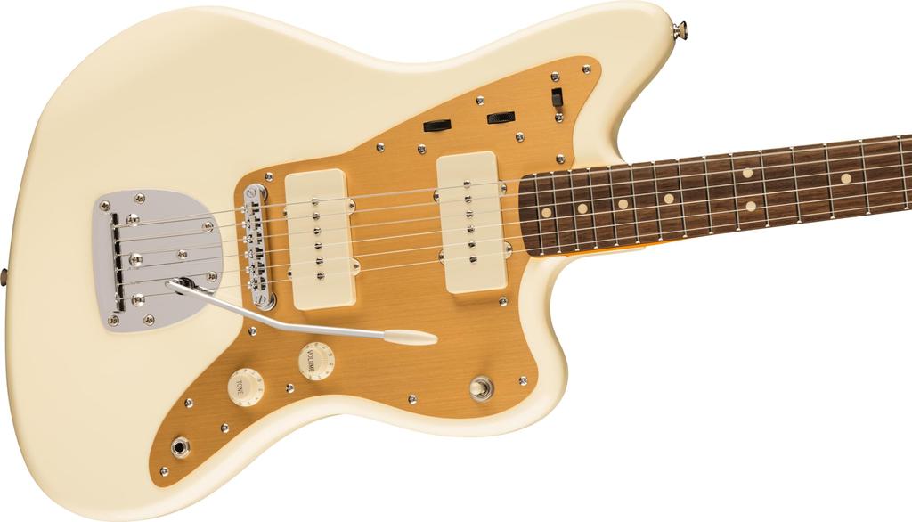 Электрогитара Squier by Fender J Mascis Jazzmaster, накладка из лавра, цвет Vintage White, с мягким чехлом