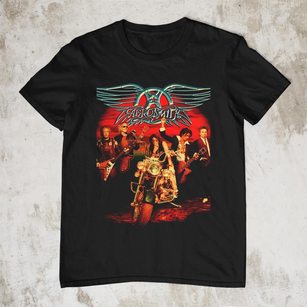 Aerosmith 5-участников Подарок для фаната Черная Все размеры S-5XL Футболка