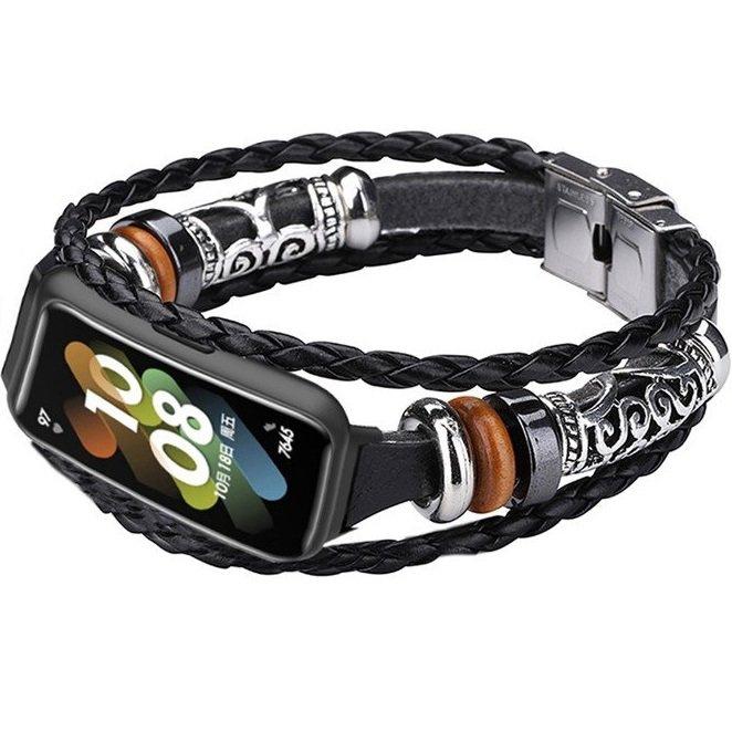 Leather Strap for Huawei Band 7, Black