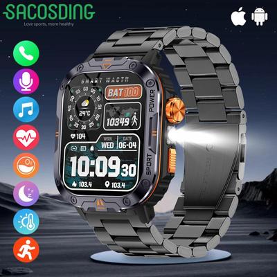 SACOSDING Смарт-часы 2,0-дюймовый большой экран локальное воспроизведение музыки фонарик Bluetooth вызов AI Vocie мужские спортивные часы для активного отдыха