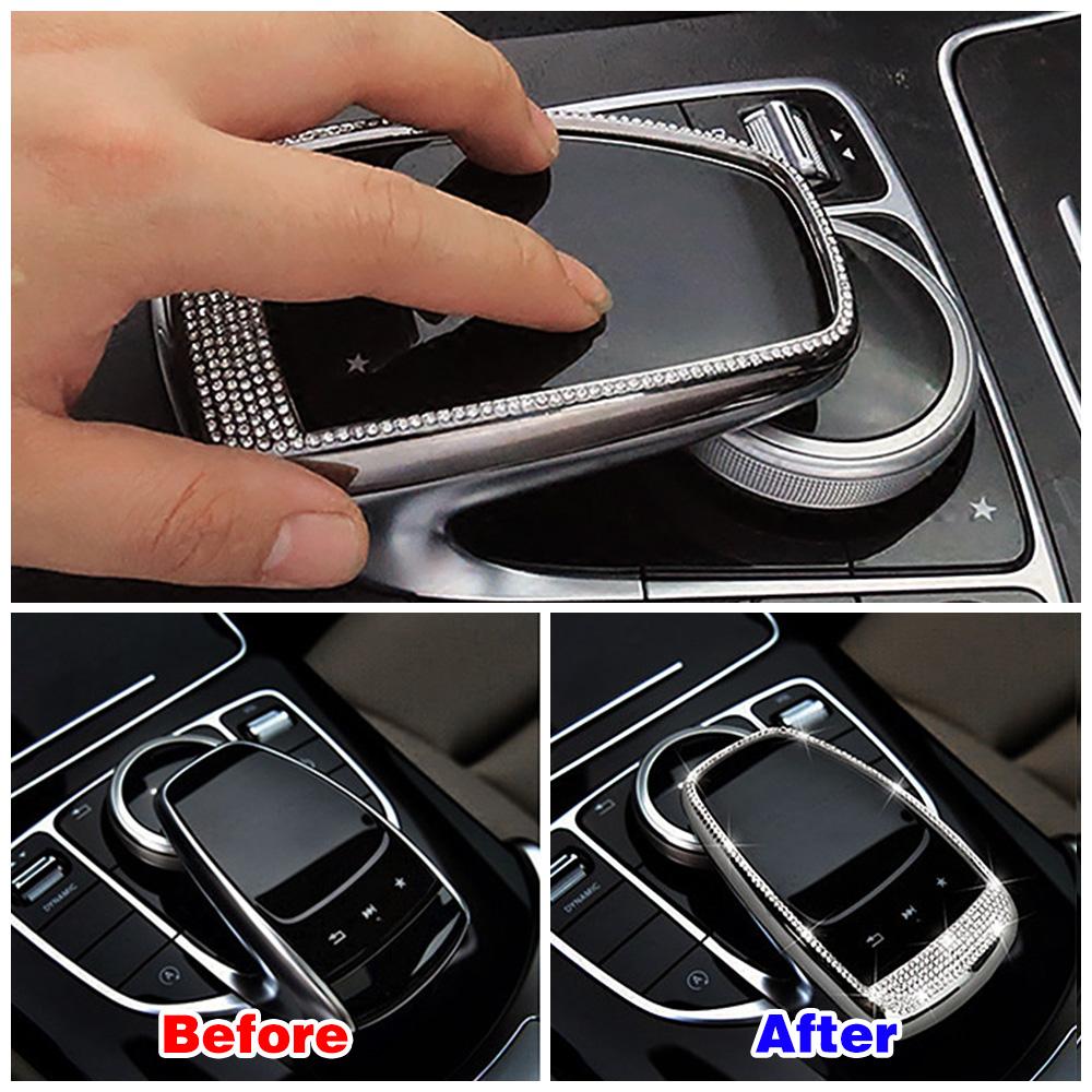 For Mercedes Benz E Class W213 2016- Central Console Mouse Adjust Button Switch Refit Artificial Crystal Diamond Decal