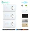 BSEED Wifi Сенсорный выключатель 1-клавишный 2-клавишный 3-клавишный с обычной EU розеткой Стеклянная панель Умный настенный выключатель Управление через приложение Tuya Подсветка