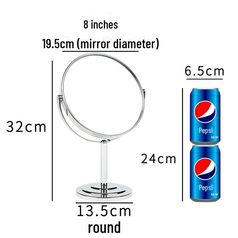 High-Definition Double-Sided Metal Desktop Makeup Mirror with Magnification and Rotating Feature