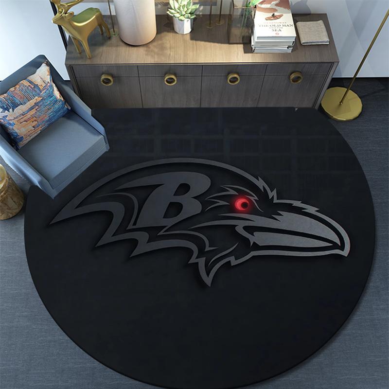 Baltimore Ravens2 Round Area Rug,Carpet Rug for Living Room Bedroom Sofa Playroom Decor,Non-slip Floor Mat