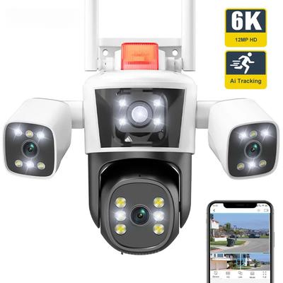 Новая IP-камера EU 6K 12MP, Wi-Fi, три экрана, уличная PTZ-камера, защита домашней безопасности, автоматическое отслеживание, камера видеонаблюдения