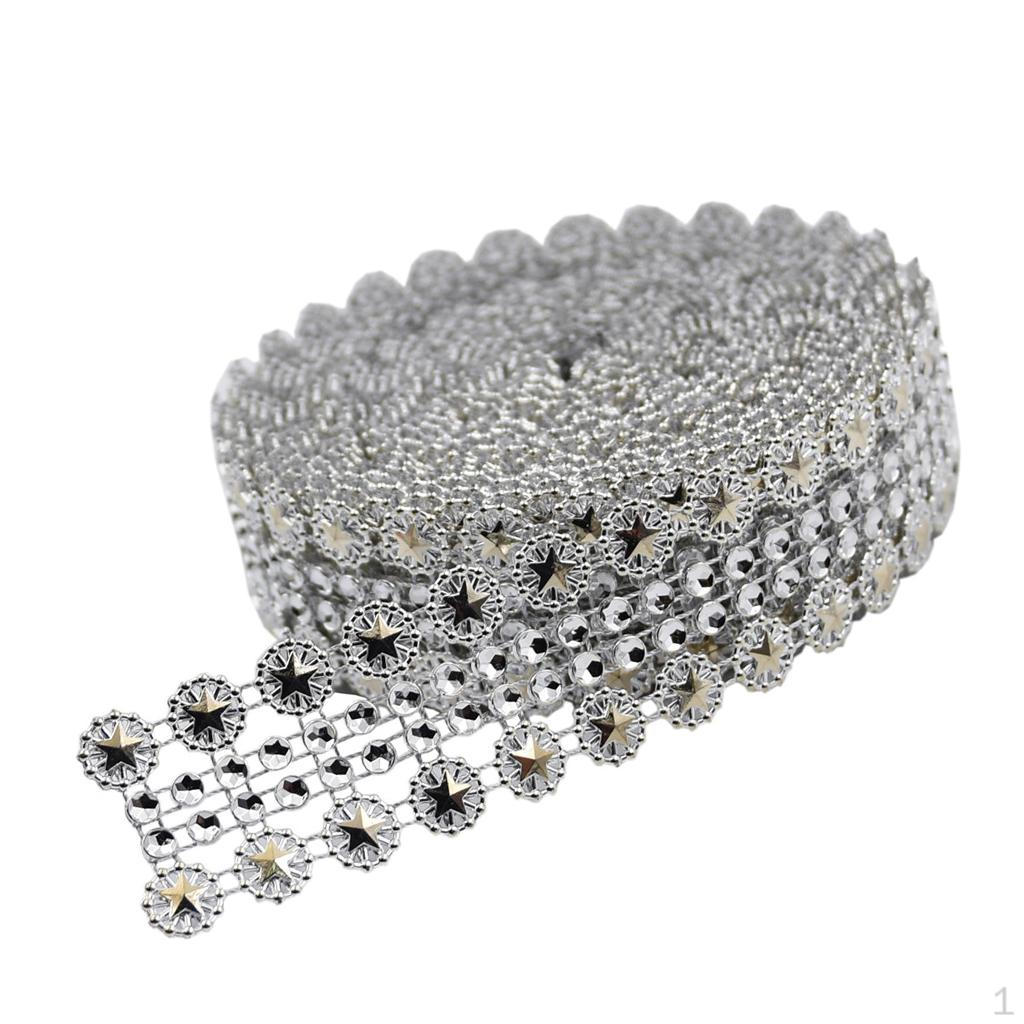 5 Yards Rhinestone Ribbon Mesh for DIY Wedding Cake Decorations, Party Favor, Baby Shower Decor,