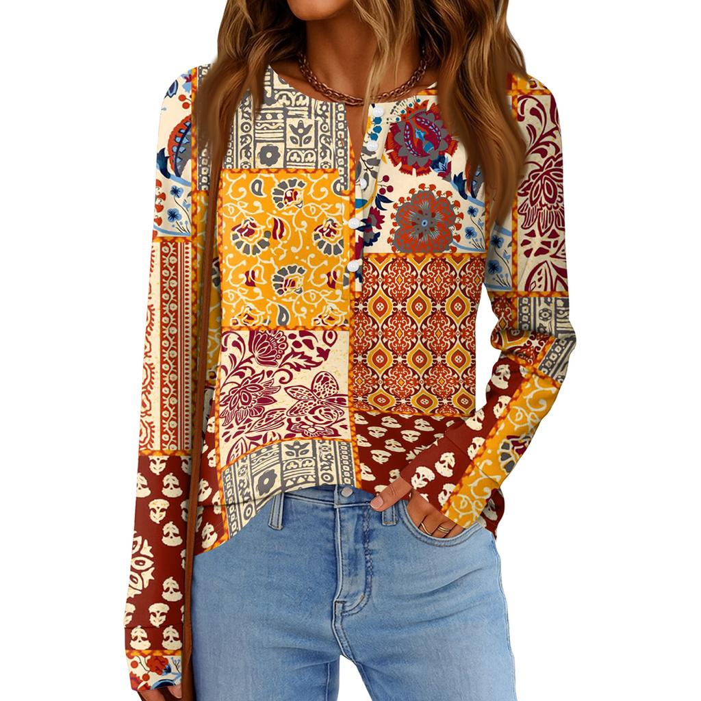 Women's Fashion  Loose Long Sleeve Round Neck Casual Top