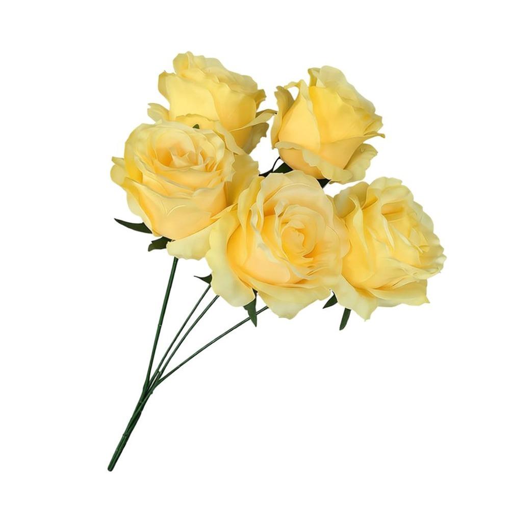 Silk Artificial Rose Flower 5 Heads Wedding Floral for Wedding and Festival Decoration