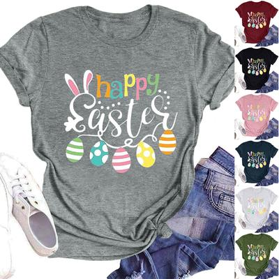 Женская модная повседневная летняя удобная блузка с круглым вырезом и коротким рукавом с принтом