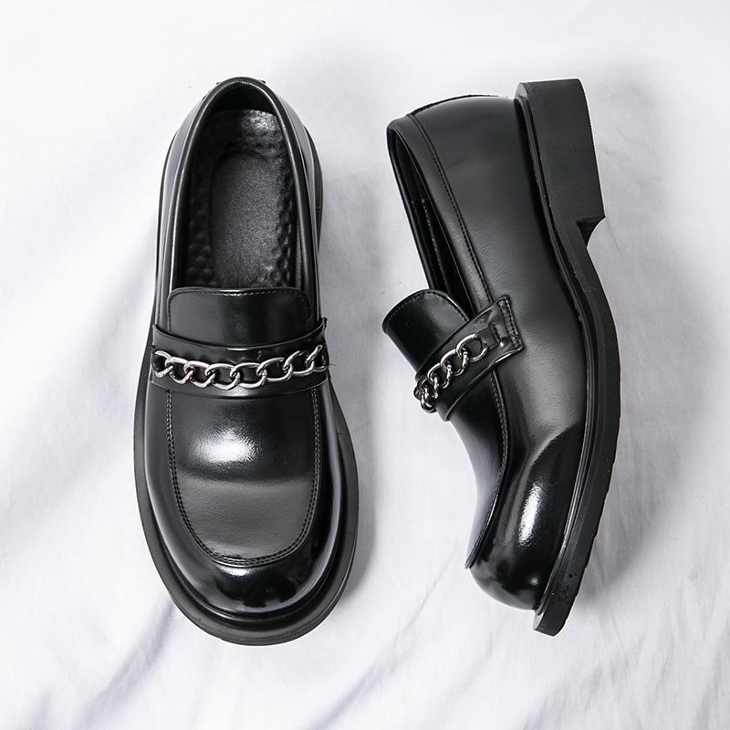 Новое поступление Мужские металлические цепочки Толстая подошва Полушлепанцы Лоферы Мужские Повседневные Коричневые Черные Мюли Мокасины Дышащие Туфли для вождения