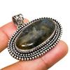 Labradorite Gemstone Handmade 925 Silver Plated Jewelry Pendant 1.51"