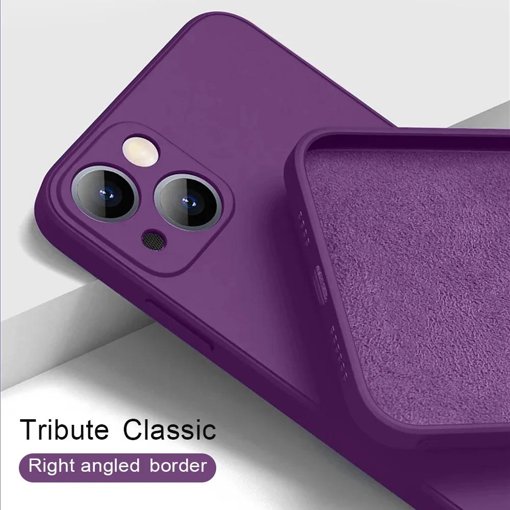 Фиолетовый Для Для Iphone 16 Жидкий Силикон Чехол для Телефона 11 12 13 14 1 Pro Max Mini X XS XR 7 8 14 1 16 Plus Чехол с Полной Защитой