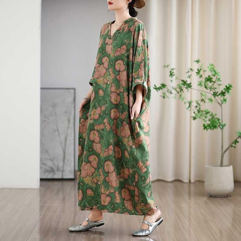 Новые винтажные платья с цветочным принтом в стиле «отпуск» и V-образным вырезом