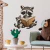 Cartoon Raccoon Reading A Book Bedroom Living Room Home Wall Background Beautification Decoration Wall Stickers