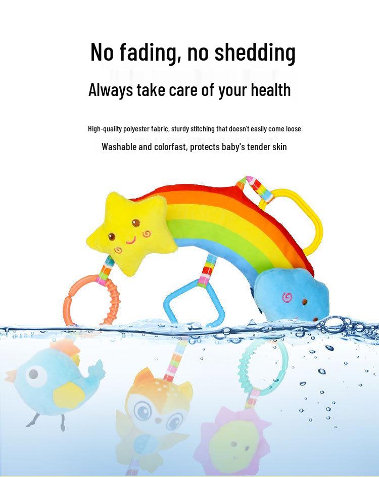 Rainbow Leaves Baby Crib Mobile & Plush Animal Rattle Toy