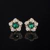 Elegant Jewelry New Retro Earrings Emerald Ruby Sapphire Stud Earrings Two-Color Plating Fashion