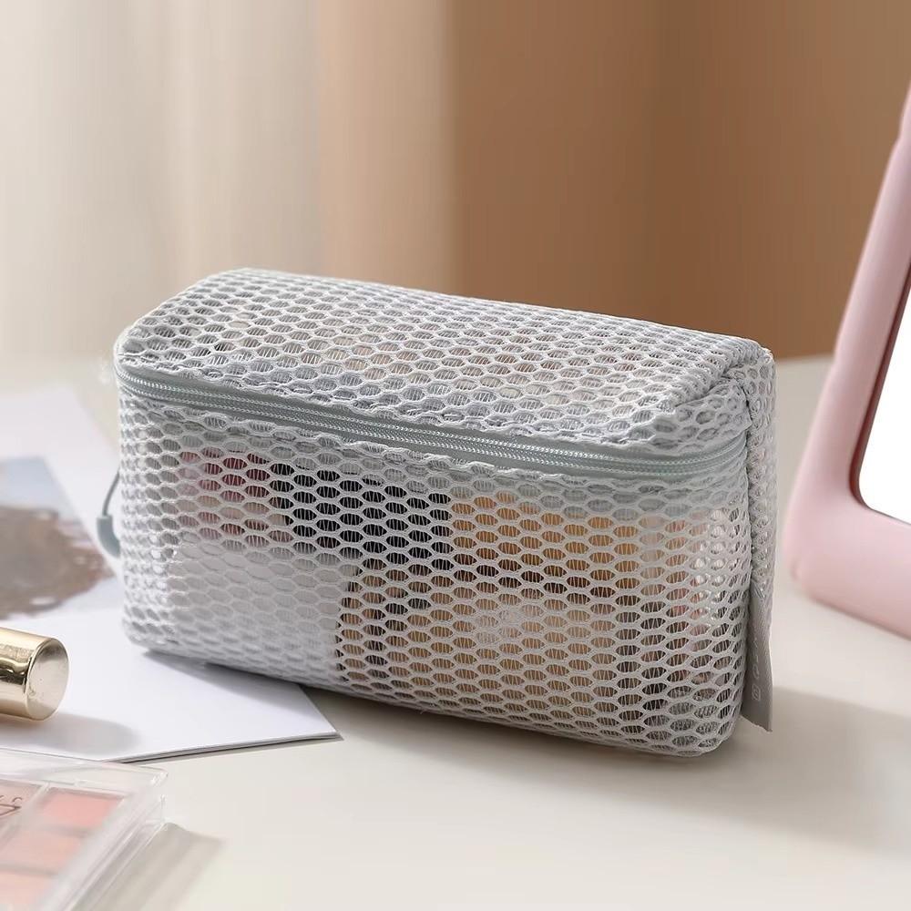 Breathable Transparent Storage Bag Square Mesh Storage Pouch New Cosmetic Bag Office Organization