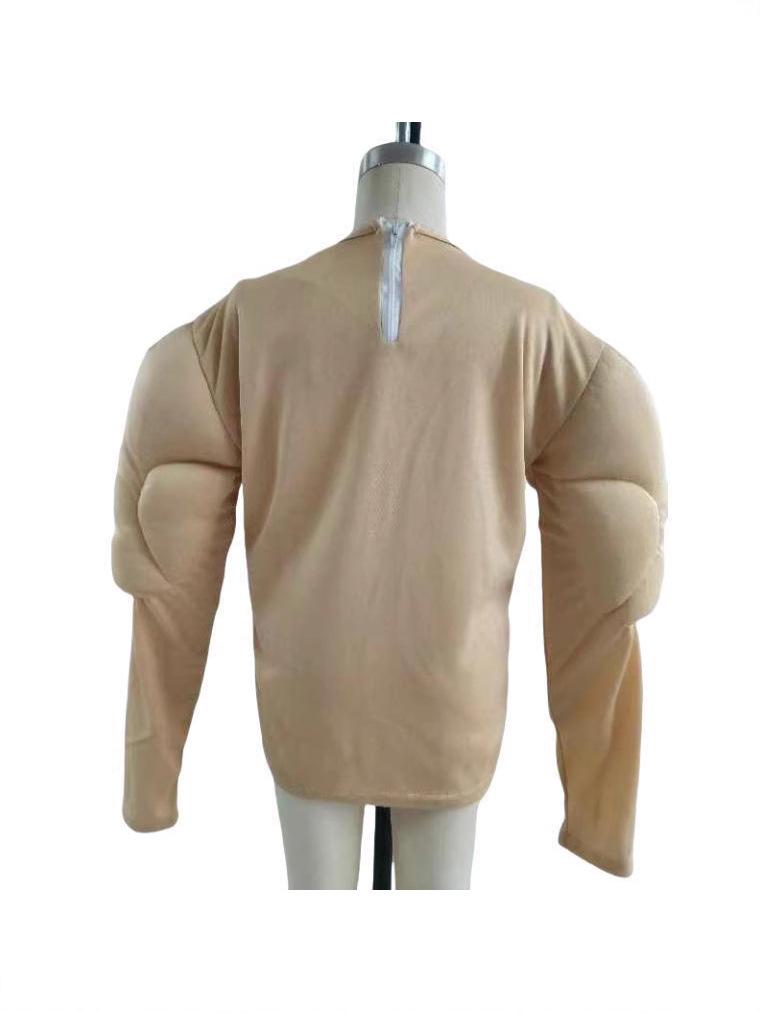 Adult Macho Muscle Suit T-Shirt with Fake Abs for Halloween Cosplay