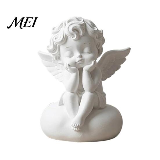 Decorative Figurine Gift 3D Printed Little Angel Statue, Small Cherub Figurine, Cute Holding Pla Material Craft Face Guardian Desktop Ornament