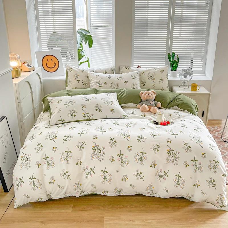 Chic Botanical Duvet Cover Garden Floral Bedding Set 4 Pieces Leaves Duvet Covers Set For Girls Women Farmhouse Comforter Cover