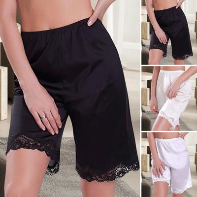 Женские шорты, эластичные, с высокой талией, летние шорты, однотонные, с кружевной отделкой, шелковистые шорты, свободный крой, повседневные шорты для отпуска