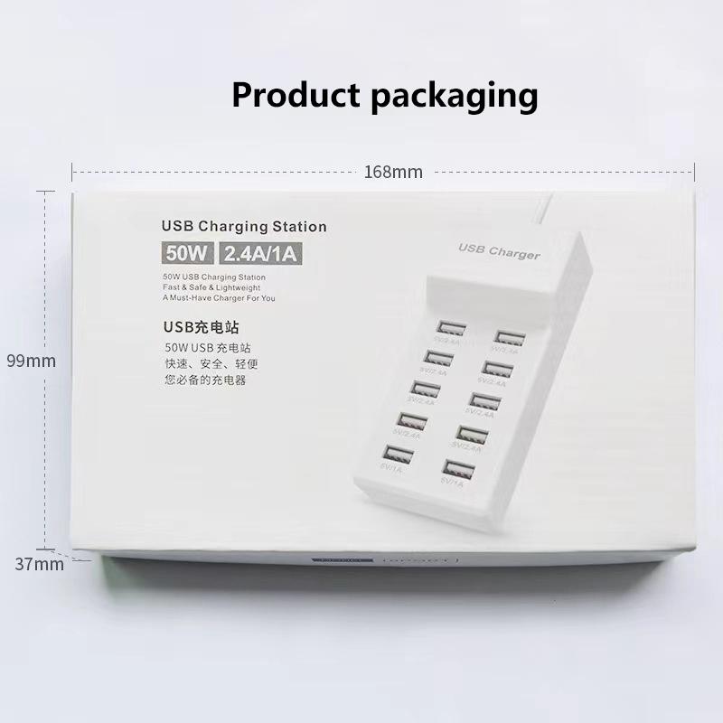 Многофункциональное зарядное устройство 10-в-1 с USB-портами, 5 В, Power Bank для мобильного телефона, Универсальная быстрая зарядка, Широкая совместимость для США, ЕС