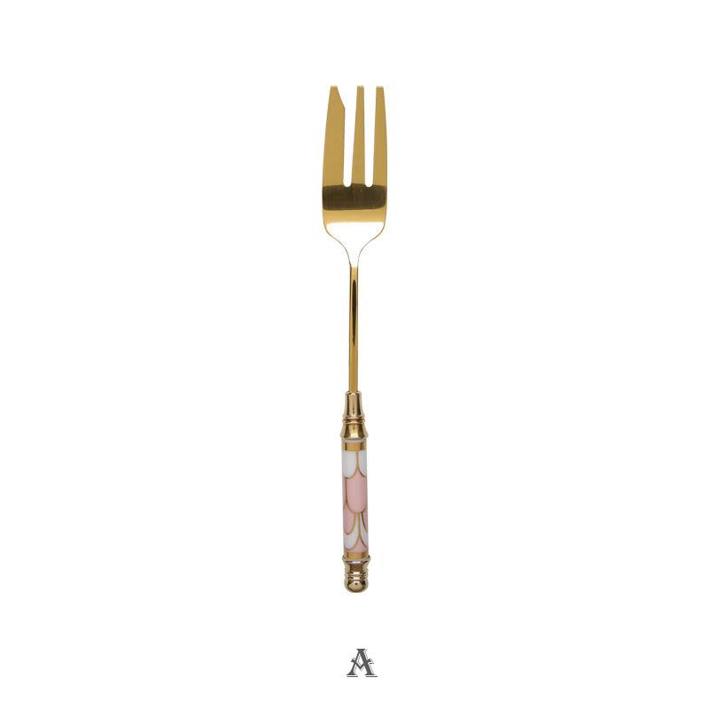 Stainless Steel Gold Cake Fork Dessert Forks Fruit Fork Ceramic Long Handle Used For Pastry in Party Snail Forks Restaurant