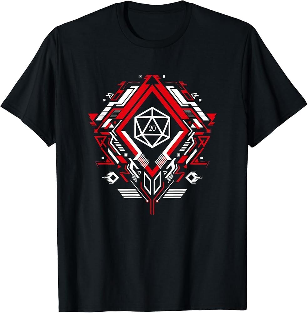 Geometric Shapes Polyhedral D20 Dice Set Nerdy T-Shirt