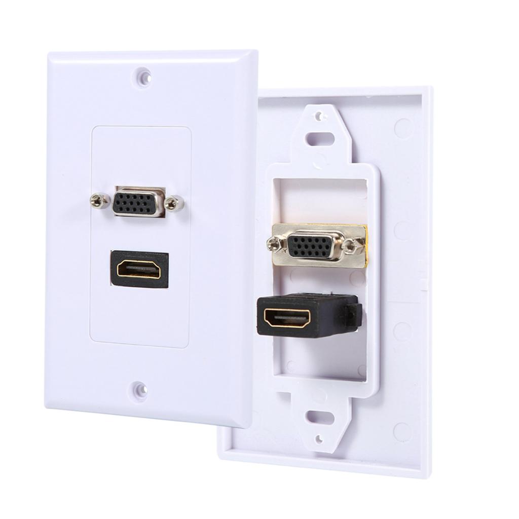 1 порт HDMI Female 1 порт VGA Female AV настенная розетка Видеоразъем лицевая панель разъема Белый