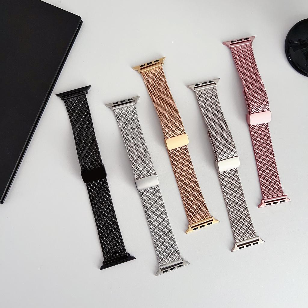 For iwatchs10 Apple Watch S9 strap applewatch876se wheat ear pattern magnetic buckle strap