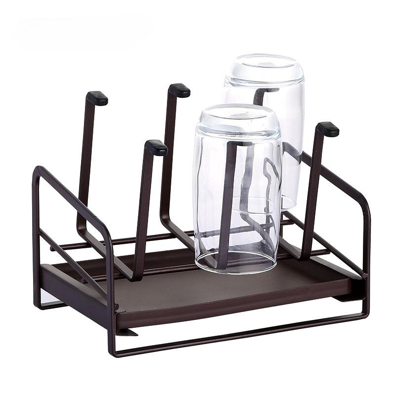 Подставка для сушки металлических чашек с поддоном для слива, органайзер для кружек и чашек, металлическая сушилка с 6 крючками для дома