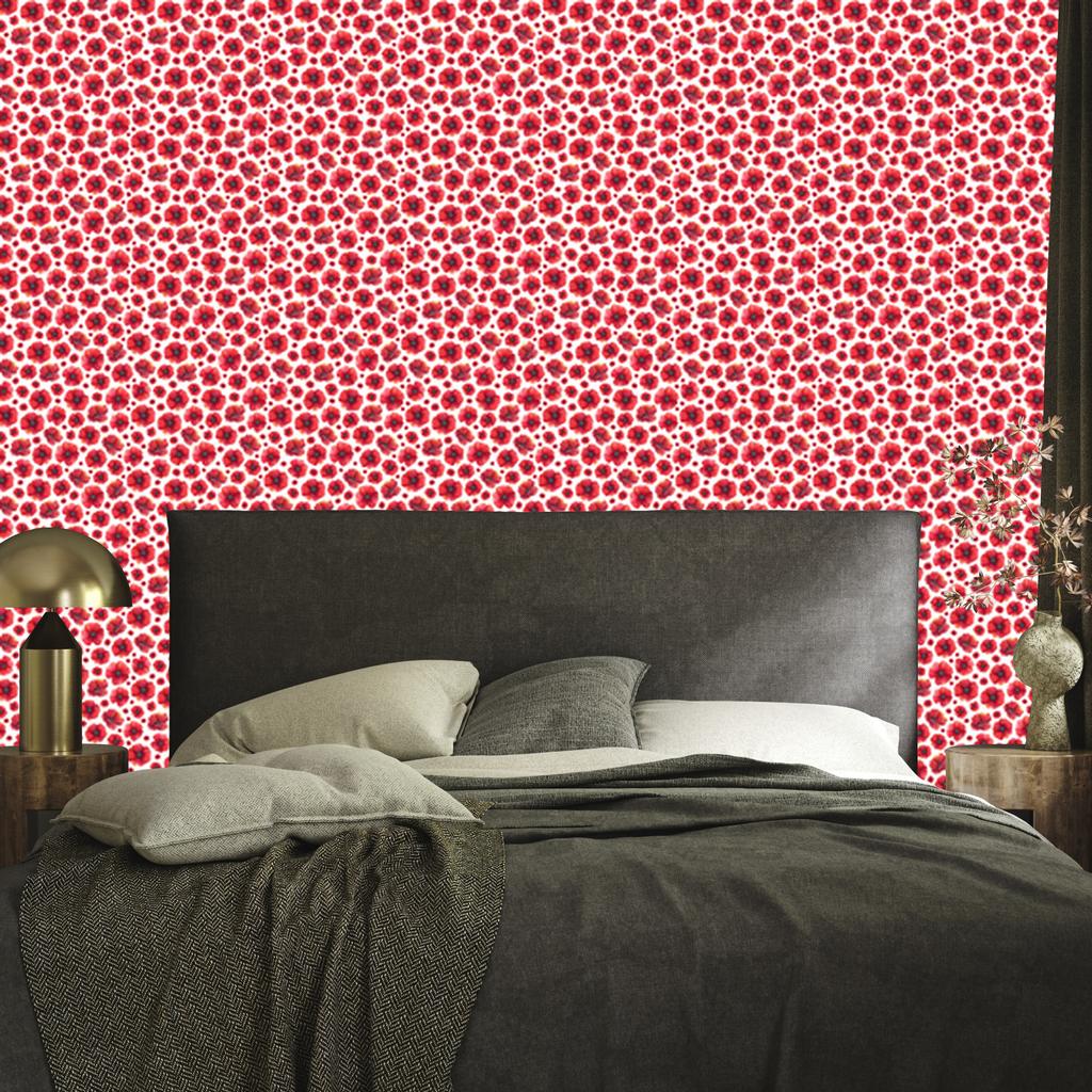 Wallpaper Flowers Coral and Red for Living Room and Bedroom 50x1000