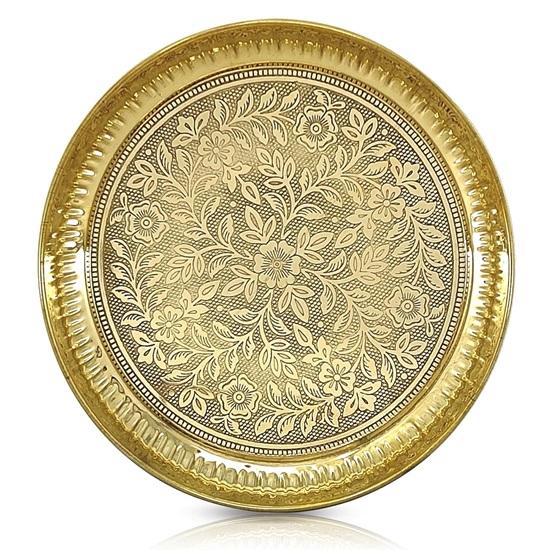 22.86 Cm Brass Pooja Plate Puja Thali Arti Thali Set Traditional Designed Thali for Puja Ghar Home Office Mandir Diwali Weeding Return Gift Item