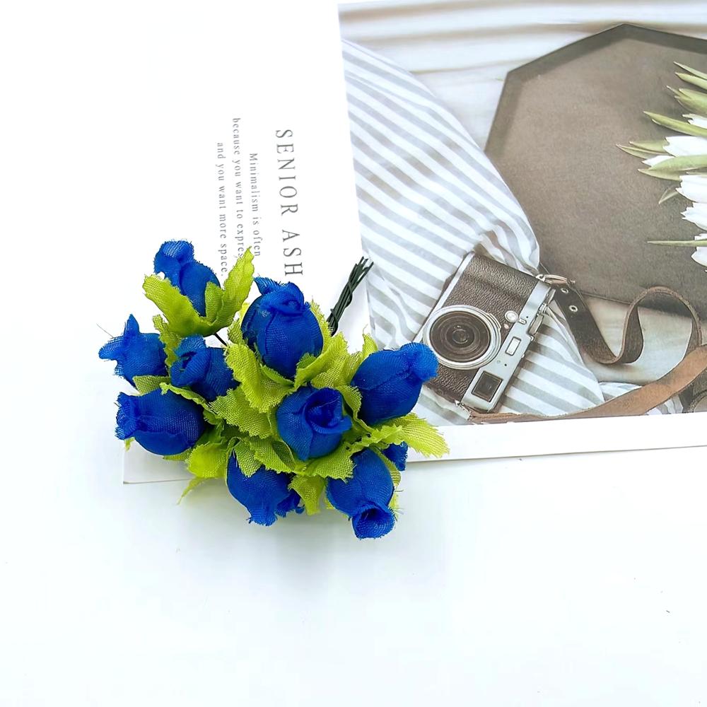 12 шт./лот Искусственные цветы Шелковая роза Мини-букет Рождество Дом Свадьба Новый год DIY Украшение подарочной коробки Поддельные растения