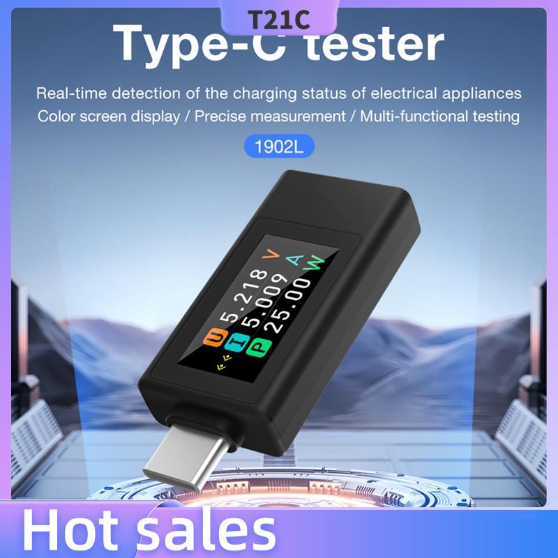 T21C KWS-1902L Type-C Current Voltage Monitor 4-30V 0-8A Color Display Amp Volt Ammeter Detector Power Off Storage