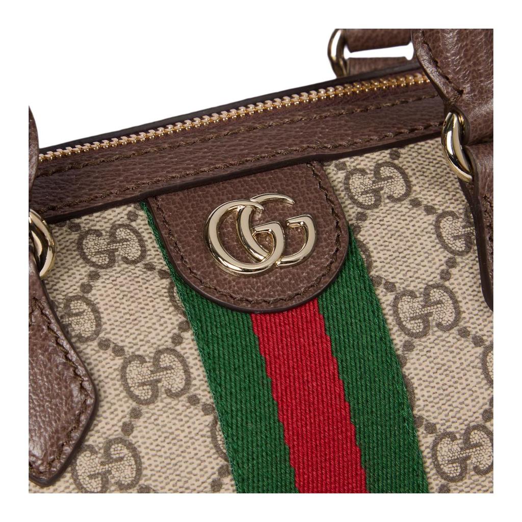 Gucci Кожаная сумка-тоут через плечо с логотипом Ophidia, средняя, женская, коричневая 836825-FAE0J-9867