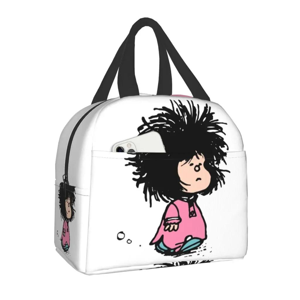 Mafalda Quino Comics Thermal Insulated Lunch Bag Resuable Lunch Box for Women Kids Outdoor Camping Travel Food Storage Bags