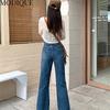 MODIQUE Осень Большие размеры Новые женские эластичные прямые брюки с высокой талией Полная длина Женские базовые повседневные свободные длинные джинсы Женские джинсовые брюки