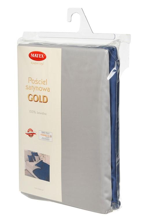 Double-sided satin bedding 140x200 + 70x80 gray/navy blue matex