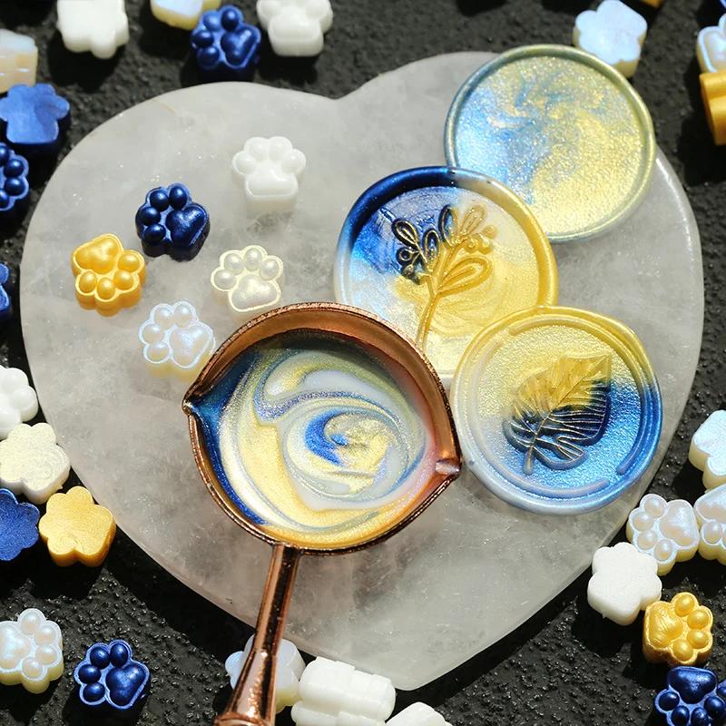 150 шт. Оригинальные Зерна Сургуча в Форме Кошачьей Лапки, Смешанные Цвета, Жемчужный Воск, Для DIY, Ручного Ведения, Открытки, Украшение Конверта