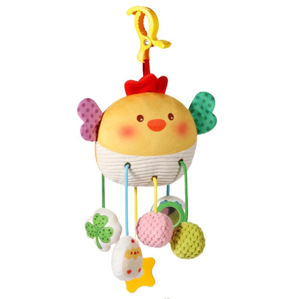 Distorting Mirror Plush Stuffed Sensory Toy with Clamp Stroller Hanging Ornaments 0-1 Years Old
