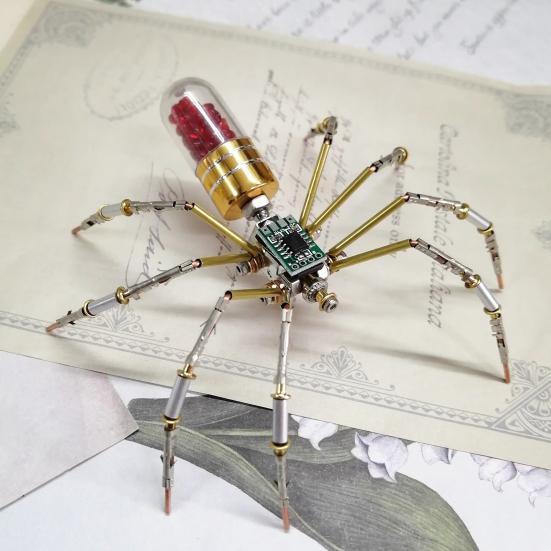 Стимпанк Механическая Модель Паука Стимпанк 3D Металлический Паук Украшение DIY Пазл Набор для Сборки Паука Подарок для Детей Взрослых Любителей Пауков