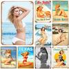 Retro Beach Pinup Girls Metal Tin Signs Bikini Girls Vintage Posters for Game Room Bar Man Cave Cafe Office Home Wall Decor Gift