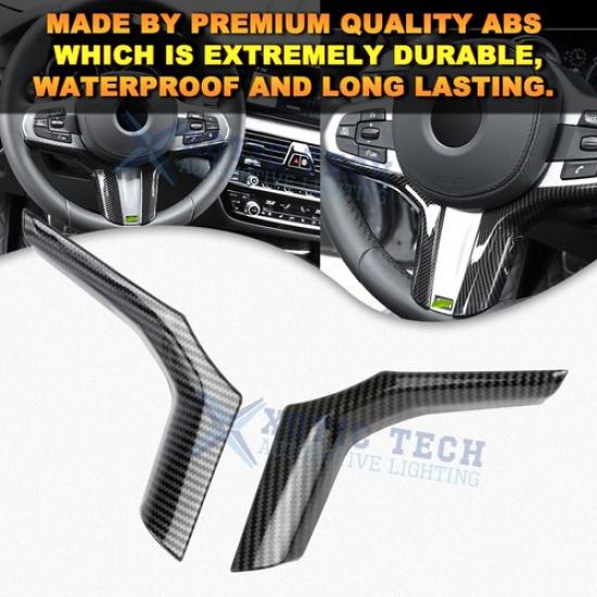 2pcs Carbon Fiber Steering Wheel Lip Strip Molding ABS Trim For BMW 3 Series G20